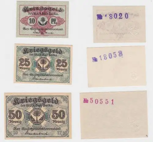 10,25 & 50 Pfennig Banknoten Kriegsgeld der Stadt Bad Berka 1917 (130270)