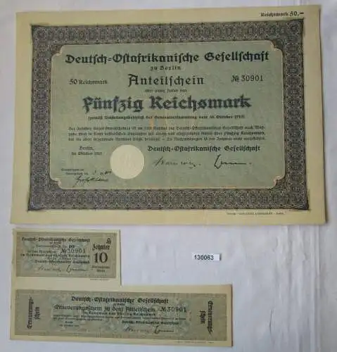 50 RM Aktie Deutsch-Ostafrikanische Gesellschaft Berlin Oktober 1925 (130063)