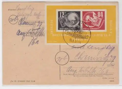 55531 seltener DDR Brief mit Michel Block 7 Leipzig 30.8.1950