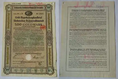 500 Goldmark Pfandbrief Sächsische Bodencreditanstalt Dresden 1.11.1928 (134637)