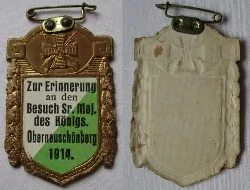Abzeichen Erinnerung an den Besuch des Königs in Oberneuschönberg 1914 (120838)