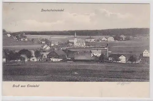 15179 AK Gruß aus Einsiedel - Deutscheinsiedel, Dorfansicht mit Kirche 1908