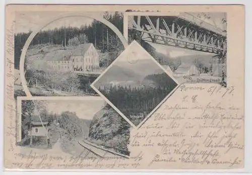 96751 AK Gruss aus dem Hüttengrund bei Marienberg - Hüttengrund, Restaurant 1898