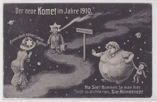 00174 AK Komet im Jahre 1910 - Muttererde schützt den Mond vor dem Komet