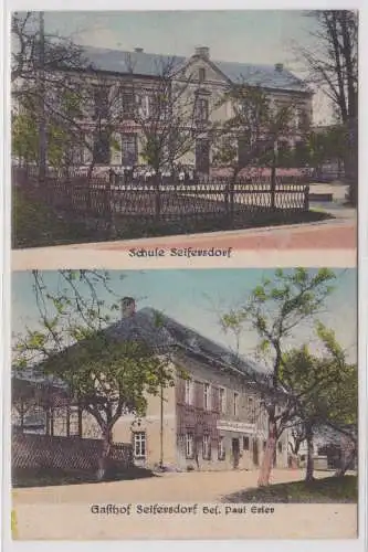 900083 AK Seifersdorf - Schule, Gasthof, Bes. Paul Erler 1912