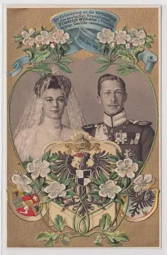 56406 AK Erinnerung an die Vermählung des deutschen Kronprinzen Wilhelm 1905
