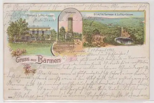 85891 AK Gruss aus Barmen - Garten des Luftkurhauses, Töllethurm, Terrasse 1901