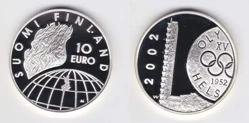 10 Euro Silbermünze Suomi Finnland 50 Jahre Olympiade Helsinki 2002 PP (158258)