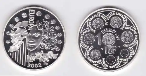1 1/2 Euro Silbermünze Frankreich Währungsunion 2002 ( 158302)