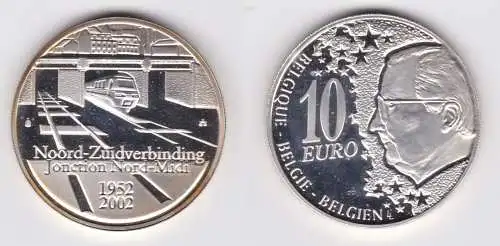 10 Euro Silbermünze Belgien 2002 50 Jahre Nord Süd Verbindung in Brüssel(158261)