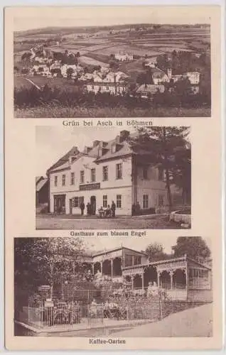 902012 Ak Grün bei Asch in Böhmen Gasthaus zum blauen Engel um 1930