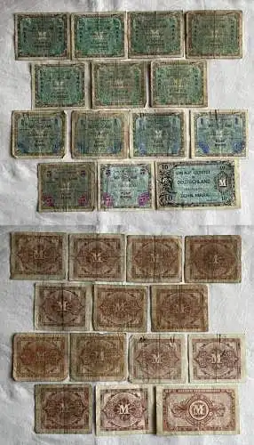 14 Banknoten 1/2 bis 10 Mark alliierte Militärbehörde 1944 (156612)