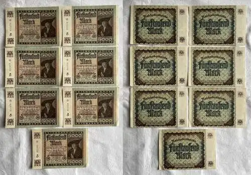 7x 5000 Mark Inflation Banknote 2.Dezember 1922 Ro.80 a UNC (156729)
