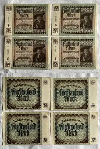 4x 5000 Mark Inflation Banknote 2.Dezember 1922 Ro.80 a fast UNC (156738)