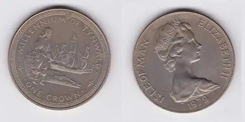 1 Crown Kupfer Nickel Münze Isle of Man Millenium of Tynwald 1979 (157090)