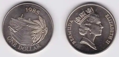 1 Dollar Cu-Ni Münze Bermuda 1985 Passagierdampfer Stgl. (156918)