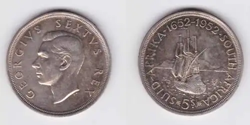 5 Schilling Silber Münze Südafrika Segelschiff 1952 (157059)
