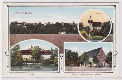 901048 AK Königsfeld - Gasthof Vergissmeinnicht, Kirche, Schloss 1912