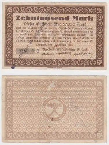 10000 Mark Banknote 1923 Chemnitz Moll Werke AG (132521)