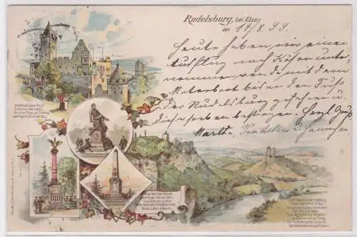 900382 Lithografie AK Rudelsburg bei Kösen - Denkmäler, Totalansicht 1899