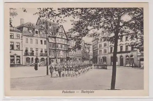 99507 Feldpost Ak Paderborn - Partie am Marktplatz mit Soldaten 1917