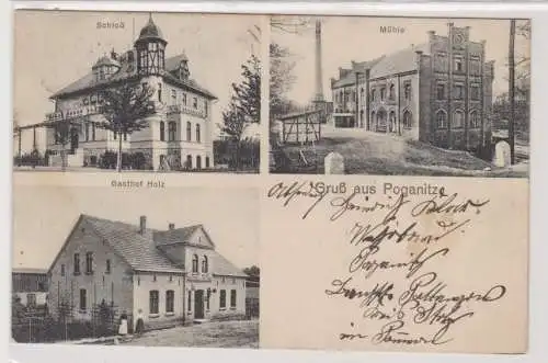24513 Mehrbild Ak Gruß aus Poganitz in Pommern Gasthaus, Mühle usw. 1912