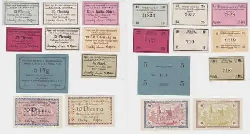 10 x Banknoten Notgeld Spar- & Darlehnskassenverein Tichau 1917-1919 (137778)