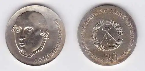 DDR Gedenk Münze 20 Mark Johann Gottlieb Herder 1978 Silber (128510)