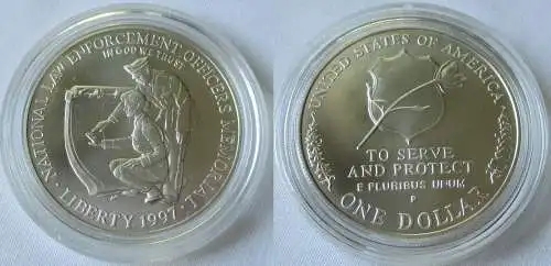 1 Dollar Silber Münze USA 1997 Denkmal nationale Strafverfolgungsbeamte (126478)