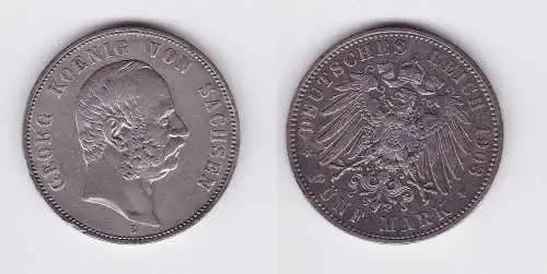 5 Mark Silbermünze Sachsen König Georg 1903 Jäger 130  (124411)