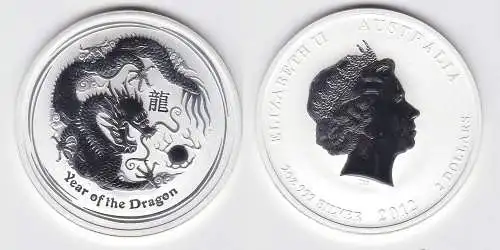 2 Dollar Silber Münze Australien Jahr d. Drachen 2 Unzen Feinsilber 2012 (130990