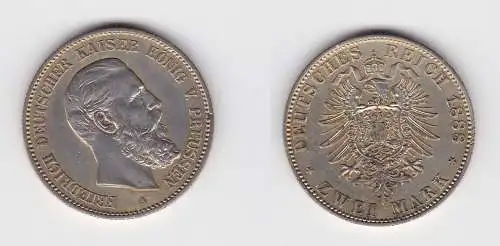 2 Mark Silber Münze Preussen Kaiser Friedrich 1888 A vz (135269)