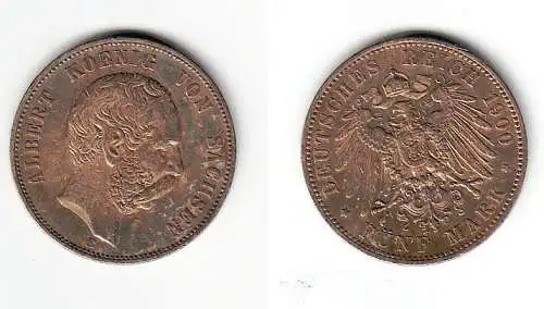 5 Mark Silbermünze Sachsen König Albert 1900 E Jäger 125  (108631)