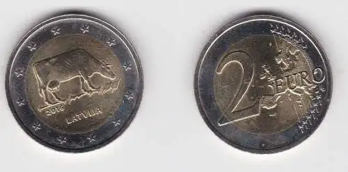 2 Euro Gedenkmünze Lettland 2016 Kuh Stgl. (140696)