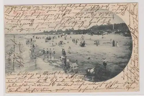97519 Ak Gruß aus Stolpmünde (Ustka) Strandansicht 1903