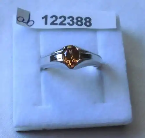 Bezaubernder Damen-Ring Silber 925 kleiner gelb-oranger Stein (122388)