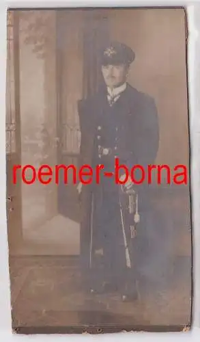 85644 Kabinettfoto Soldat Kriegsmarine mit Säbel um 1910