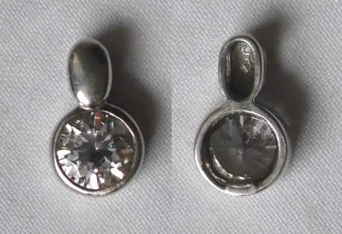 Hübscher Damen Kettenanhänger 925er Silber mit großem weißen Stein (118696)