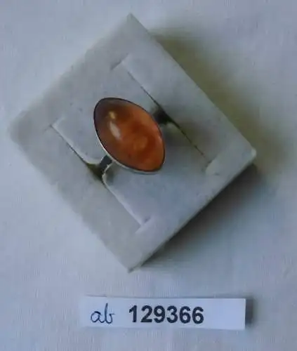 Eleganter Bernstein Ring 835er Silber Fischlandschmuck um 1930 (129366)