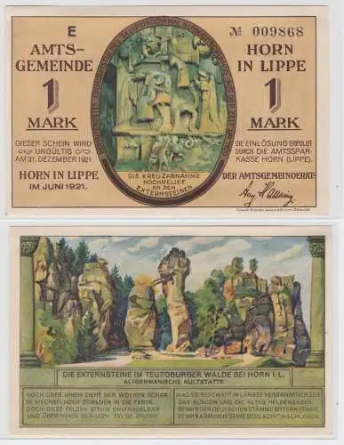 1 Mark Banknote Notgeld Amtsgemeinde Horn Lippe 1921 (137423)