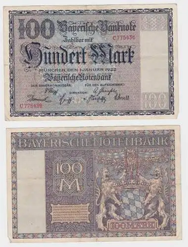 100 Mark Banknote Bayerische Notenbank München 1.1.1922 (121659)