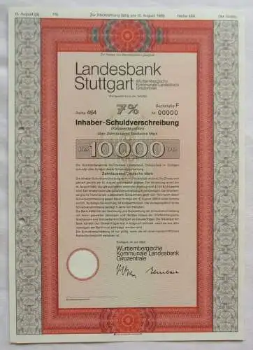 10.000 DM Aktie Landesbank Stuttgart Württembergische Komm. Landesbank (143353)
