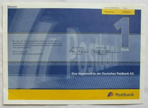 1 Stück Aktie Deutsche Postbank AG Bonn Mai 2004 (135606)