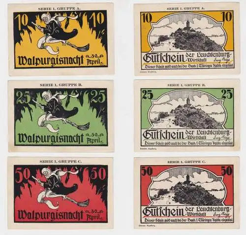 10 - 50 Pfennig Banknoten Notgeld Kahla Leuchtenburg-Wirtschaft 30.Apr. (137594)