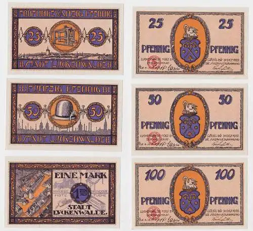 25, 50 und 100 Pfennig Banknoten Notgeld Stadt Luckenwalde 1921 (126581)
