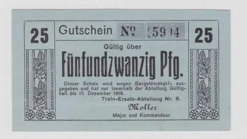 25 Pfennig Banknoten Notgeld Coblenz Train-Ersatz-Abteilung Nr. 8 (137738)