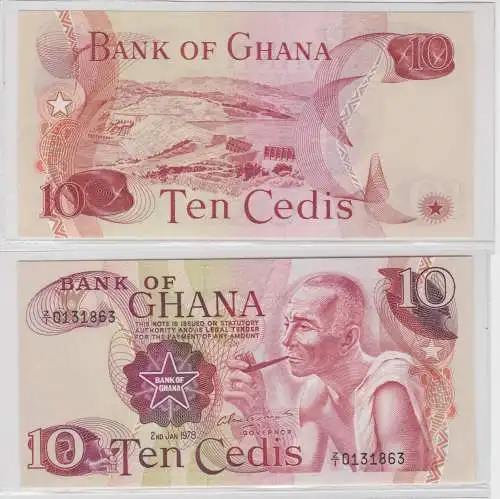 10 Cedis Banknote Bank of Ghana 2.1.1978 kassenfrisch (130189)