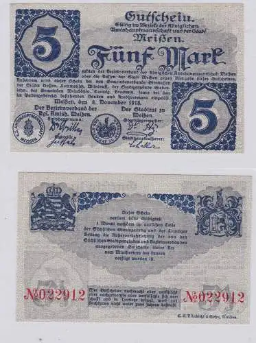 5 Mark Banknote Notgeld Amtshauptmannschaft Meissen 8.11.1918 (126576)