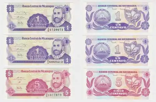 3 Banknoten Nicaragua kassenfrisch (132149)