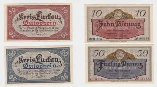 10 + 50 Pfennig Banknote Notgeld Kreis Luckau Mai 1917 (136276)